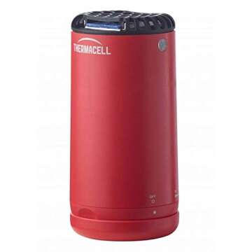 Thermacell Patio Shield Mosquito Repeller, Red; Highly Effective Mosquito Repellent for Patio; No Candles or Flames, DEET-Free, Scent-Free, Bug Spray Alternative; Includes 12-Hour Refill