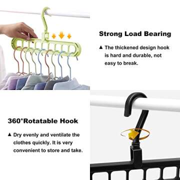 HEYHOUSE Closet Organizers and Storage,College Dorm Room Essentials,Pack of 6 Multifunctional Organizer Magic Space Saving Hangers with 9 Holes Storage Organization for Wardrobe Closet