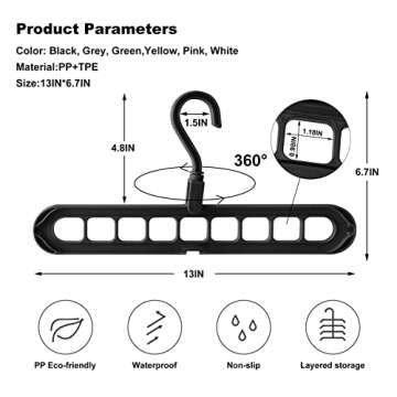 HEYHOUSE Closet Organizers and Storage,College Dorm Room Essentials,Pack of 6 Multifunctional Organizer Magic Space Saving Hangers with 9 Holes Storage Organization for Wardrobe Closet