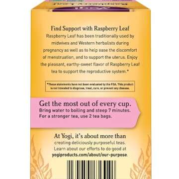 Yogi Raspberry Leaf Tea - Organic Raspberry Leaf Tea Supports Reproductive Health - Organic Tea Bags - Caffeine Free - 16 Tea Bags Per Pack (4 Packs)