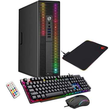 HP ProDesk Desktop RGB Lights Computer Intel Core i5 4570 3.2 GHz 8GB RAM 256GB SSD Win 10 Pro WiFi, Gaming PC Keyboard, Mouse(Renewed)