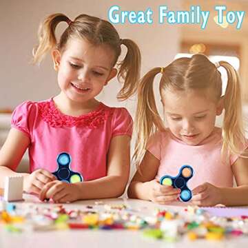 FIGROL Pop Fidget Spinner, Simple Sensory Fidget Spinner Toy Push Pop Bubble Spinner Toy for Stress Reduction and Anxiety Relief Hand Toy for Children-Blue