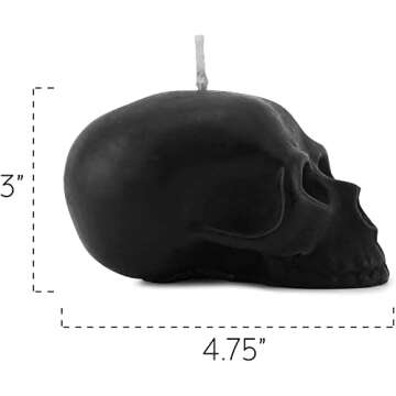 Darware Large Skull Candles (2-Pack, Black); 4.75 x 3-Inch Decorative Themed Candles for Halloween, Horror and Novelty Decor