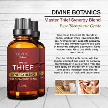 Divine Botanics Master Thief Synergy Blend Fall Essential Oils - Thieves Oil Essential Oil - Pure Natural Home Cleanse Undiluted Therapeutic Grade - Clove Cinnamon Lemon Rosemary Eucalyptus - 30 ml