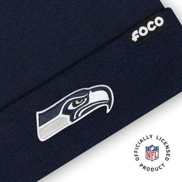 FOCO Men's Seattle Seahawks NFL Logo Basic Beanie Hat, Team Color