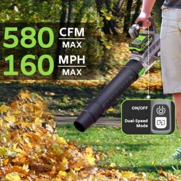 Cordless Leaf Blower 580CFM for Lawn Care