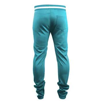 SCREENSHOTBRAND-P41901 Mens Activewear Premium Slim Fit Track Pants - Athletic Jogger Color Block Cut & Sew Sportswear Bottoms-Turquoise-Medium