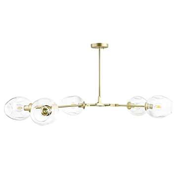 Light Society Thurston 5-Light Adjustable Chandelier Pendant, Matte Gold with Clear Glass Shades, Modern Lighting Fixture (LS-C126)