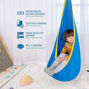 Kids Pod Hanging Swing - Fun Indoor & Outdoor Hammock