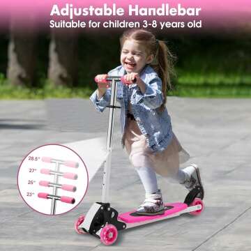 Kids Adjustable Height Kick Scooter for Ages 3-8