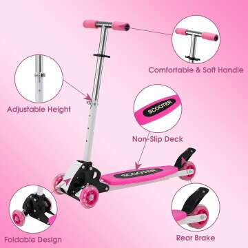 Kids Adjustable Height Kick Scooter for Ages 3-8