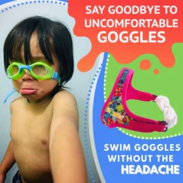 Frogglez Kids Swim Goggles with Pain-Free Strap | Ideal for Ages 3 – 10 in Swimming Lessons | Leakproof, No Hair Pulling, UV Protection | Swimming Goggles for Kids Recommended by Olympic Swimmers