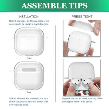 MHYALUDO for AirPods 4th Generation Case Cover 2024, Military-Grade Shockproof, Soft TPU Highly Transparent Anti-Yellowing for AirPods 4 Case with Cleaning Kit & Cute Round Buckle, Clear White