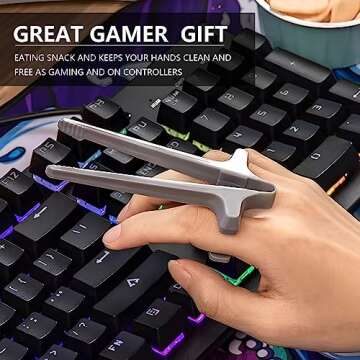 Heeloo 4pcs Finger Chopsticks for Gamers,Snack Clips,Gaming Finger Sleeves,Game Controllers,Game Accessories,Cell Phones Accessories , Finger Tongs,Gamer Gifts（Grey，4 pcs）