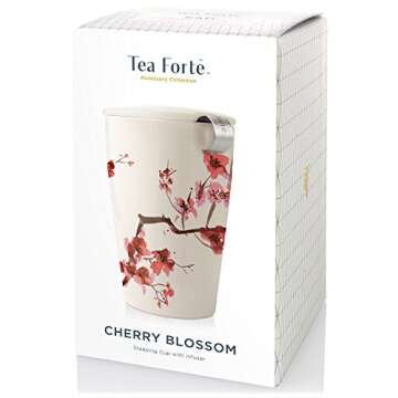 Tea Forte Cherry Blossom Kati Cup: Double-Walled Ceramic Tea Infuser