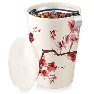 Cherry Blossom Kati Cup: Double-Walled Ceramic Infuser