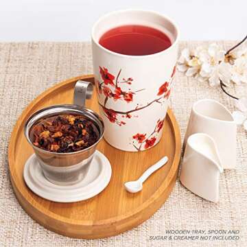 Cherry Blossom Kati Cup: Double-Walled Ceramic Infuser