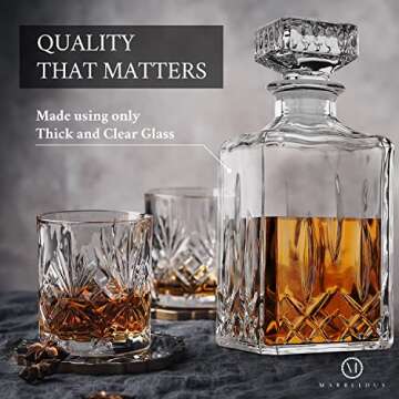 Glass Whiskey Decanter Set Of 2, 40oz Liquor Decanter with Airtight Stopper for Scotch, Liquor, Bourbon, Wine, Mouthwash, Decorative Gift