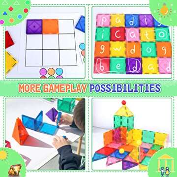 Magnetic Tiles Toddler Toys Magnetic Building Blocks for Kids Ages 3-12 STEM Educational Toys for Girls & Boys Sensory Play for Preschool Learning