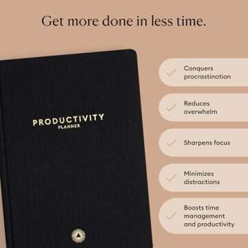 Intelligent Change 3-Month Productivity Planner 2025, Productivity Tools for Time Management & Mindfulness, Daily Planner To Do List, A5 Undated Quarterly Planner (Black)