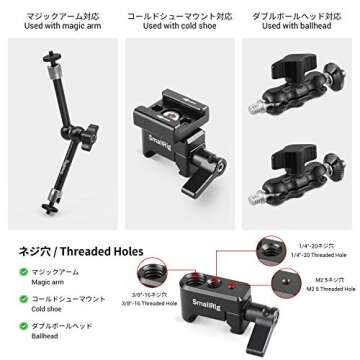 SmallRig NATO Clamp, Quick Release Clamp with 1/4" 3/8" M2.5 Thread for Cold Shoe Monitor Support Camera Cage - 1973