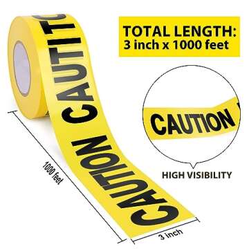 GroTheory Yellow Caution Tape 2 Pack, 3" x1000ft Safty Tape Caution Tape Roll, Construction Tape for Danger/Hazard Areas/Crime Scene Halloween Party Decorations