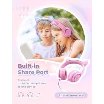 iClever LED Cat Ear Headphones for Kids