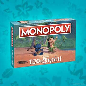 Monopoly: Disney Lilo & Stitch | Buy, Sell, Trade Characters from Disney’s Animated Film | Classic Monopoly Game | Officially-Licensed Lilo and Stitch Merchandise 2-6 Players