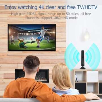 Amplified HD Digital TV Antenna - 450+ Miles Range, 4K/8K/1080p