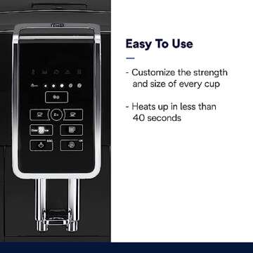 De'Longhi Dinamica Espresso Machine, Black - Automatic Bean-to-Cup Brewing, Built-In Steel Burr Grinder & Manual Frother - One-Touch Hot & Iced Coffee - Easy Cleanup