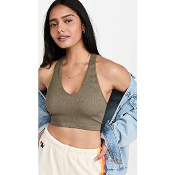 FP Movement Women's Free Throw Crop Top, Army, Green, XS