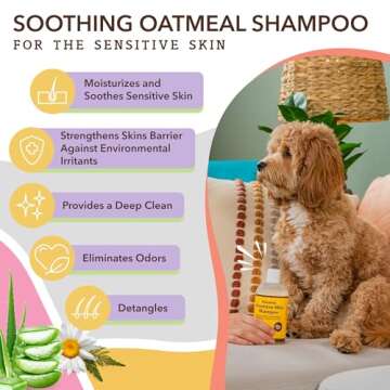 Natural Dog Company Oatmeal Shampoo for Dogs with Sensitive Skin, Ideal Anti Itch Dog Shampoo and Puppy Shampoo Oatmeal Itch Relief Dog Dandruff Shampoo, Aloe Itchy Skin Relief for Dogs 12 oz