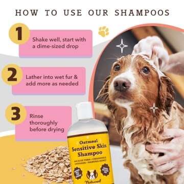 Natural Dog Company Oatmeal Shampoo for Dogs with Sensitive Skin, Ideal Anti Itch Dog Shampoo and Puppy Shampoo Oatmeal Itch Relief Dog Dandruff Shampoo, Aloe Itchy Skin Relief for Dogs 12 oz