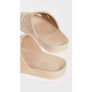 Freedom Moses Women's Moses Two Band Slides, Sands, Tan, 11-12 Medium US