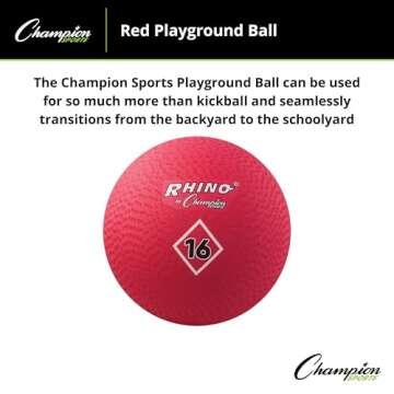 Champion Sports Playground Ball (Red, 16-Inch), Model:PG16RD