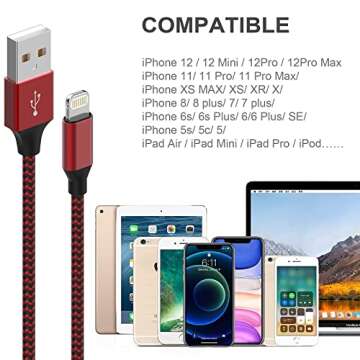 6-Pack MFi Certified Fast Charging Lightning Cables