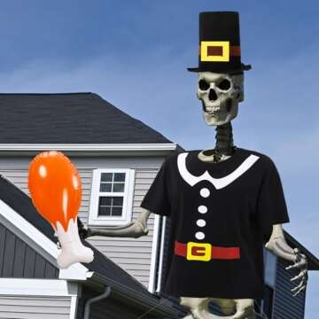 Giant 12 ft Skeleton Costume Set for Lawn Decor