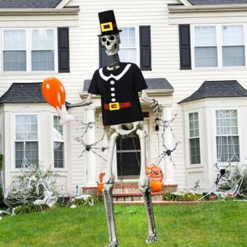 Giant 12 ft Skeleton Costume Set for Lawn Decor