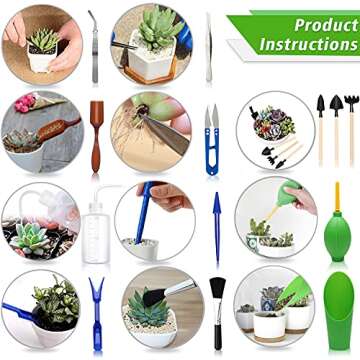 Succulent Tools, Mini Garden Tool Set, Transplanting Tools Set, Succulent Care kit for Succulent Miniature Gardening Plant, Multi, 13 Pcs