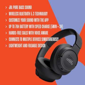 JBL Tune 720BT Headphones: 76H Battery, Bluetooth 5.3