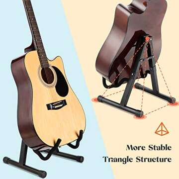 CAHAYA Guitar Stand Folding A frame Floor Universal Metal for Acoustic Classical Electric Bass Guitars Banjo Ukulele Portable CY0251