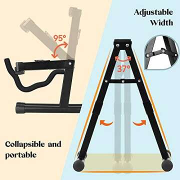 CAHAYA Guitar Stand Folding A frame Floor Universal Metal for Acoustic Classical Electric Bass Guitars Banjo Ukulele Portable CY0251