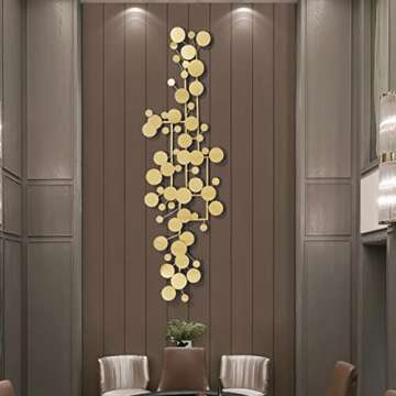 YUDACHU Metal Wall Art Gold Wall Decor for Living Room, Modern Geometric Wall Art Decor 59" × 19.6" Large Luxury 3D Wall Accents for Bedroom, Dining Room, Wall Decorations Wall Sculptures