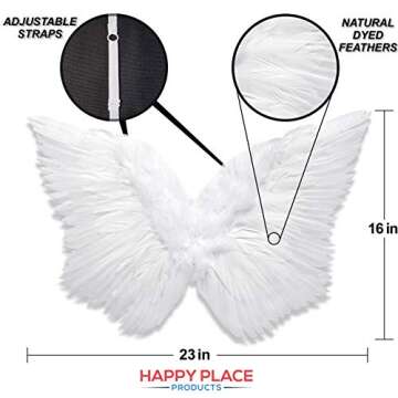 HAPPY PLACE PRODUCTS Angel Wings Costume for Women with Adjustable Straps to Fit Most Sizes | Photo shoot prop, Halloween Costume, Comic-Con