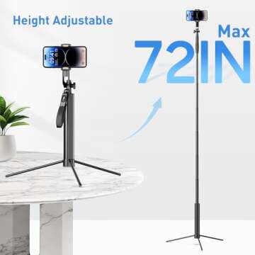 Durable 72-Inch Tripod & Selfie Stick for Cameras