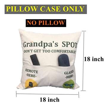 ZUYUROU 2-Pocket Grandpa’s Spot Throw Pillow Covers + Engraved Spoon