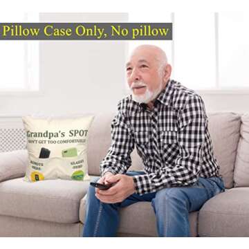 ZUYUROU 2-Pocket Grandpa’s Spot Throw Pillow Covers + Engraved Spoon