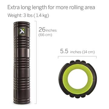 TRIGGERPOINT PERFORMANCE THERAPY GRID Patented Multi-Density Foam Massage Roller Exercise, Deep Tissue&Muscle Recovery Relieves Muscle Pain & Tightness, Improves Mobility & Circulation (26"), Black