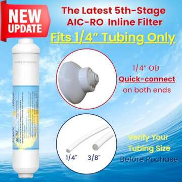 Puroflo ERO 5 pc Reverse Osmosis Filters 1 Year Set, 5 Stage Reverse Osmosis Water Filter, Under Sink RO Water Filter System Kit Compatible with Most 10" Water Filtration System w/Water Filter Wrench