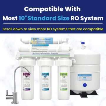 Puroflo ERO 5 pc Reverse Osmosis Filters 1 Year Set, 5 Stage Reverse Osmosis Water Filter, Under Sink RO Water Filter System Kit Compatible with Most 10" Water Filtration System w/Water Filter Wrench